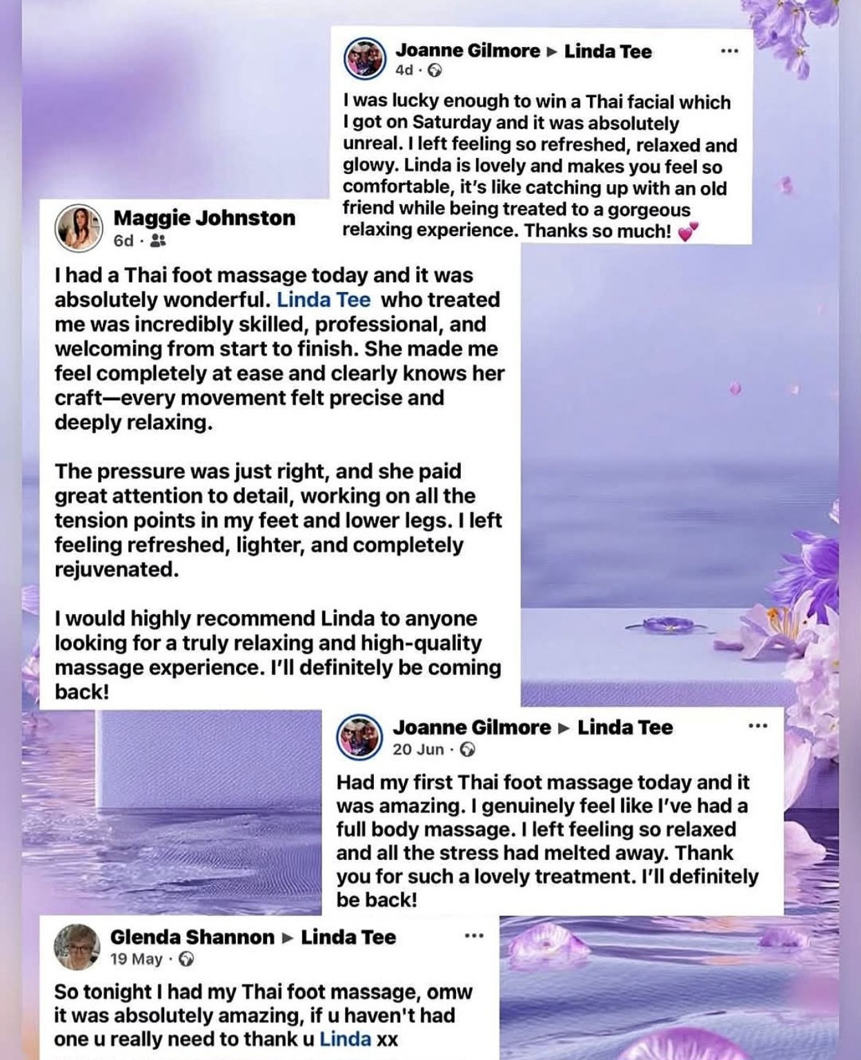 Linda Tee client reviews